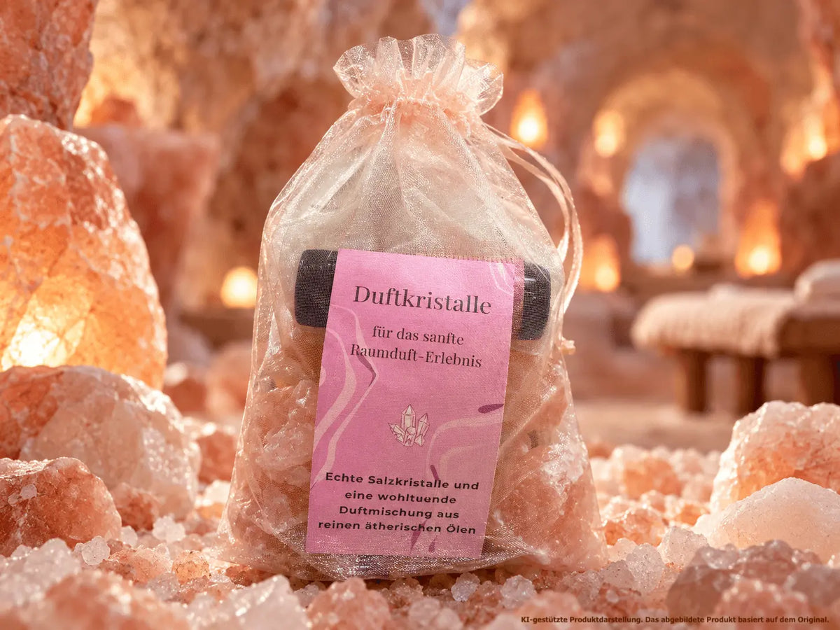 Dufkristalle mit Kristallsalz und ätherischem Öl mit Sandelholz, Zeder, Rosmarin, Orange und Lavendel für Diffusor als Raumduft