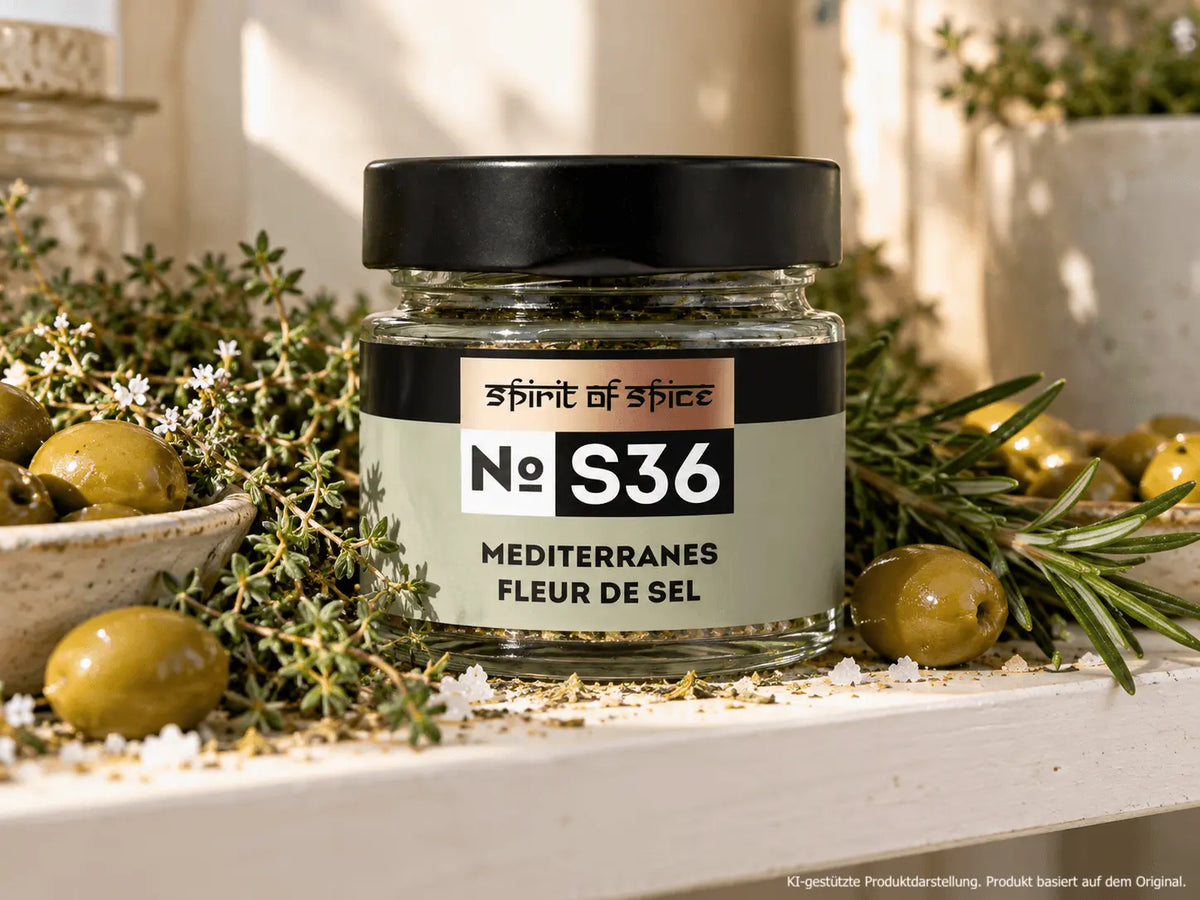 Meditarrenes Fleur des Sel von Spirit of Spice mit Rosmarin, Thymian und Oliven